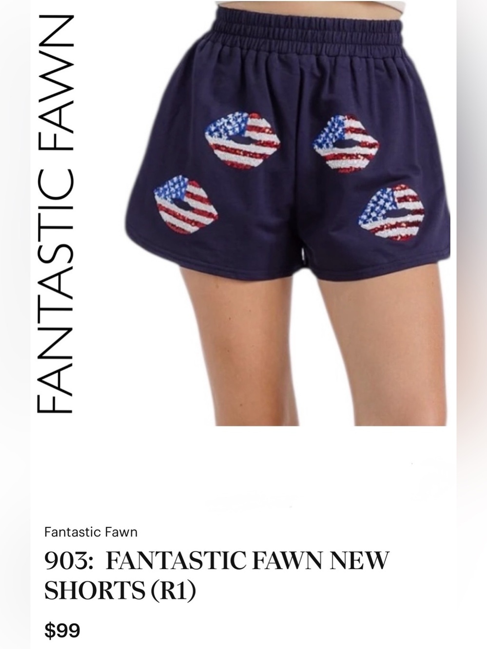 FANTASTIC FAWN SHORTS (NWT) PATRIOTIC FUN, SUPER STRETCHY, SZ SM